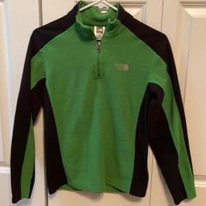 Green and black quarter zip North face fleece